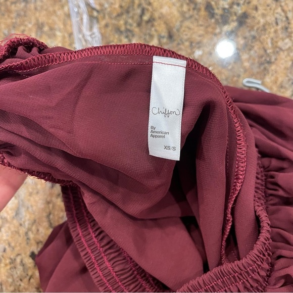 EUC American Apparel Chiffon layered mini skirt - maroon (dark red ) size XS / S - Picture 7 of 7
